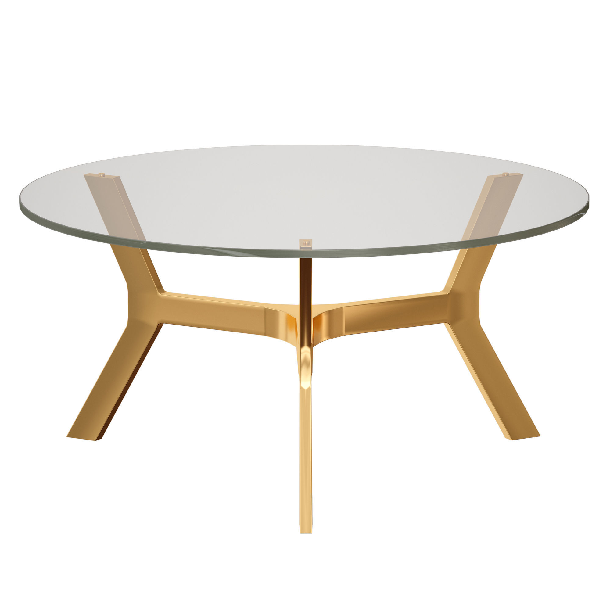 Elke Round Glass Coffee Table with Brass Base Crate and Barrel 3D model