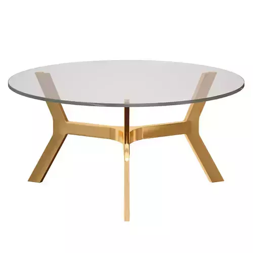 Elke Round Glass Coffee Table with Brass Base Crate and Barrel 3D model