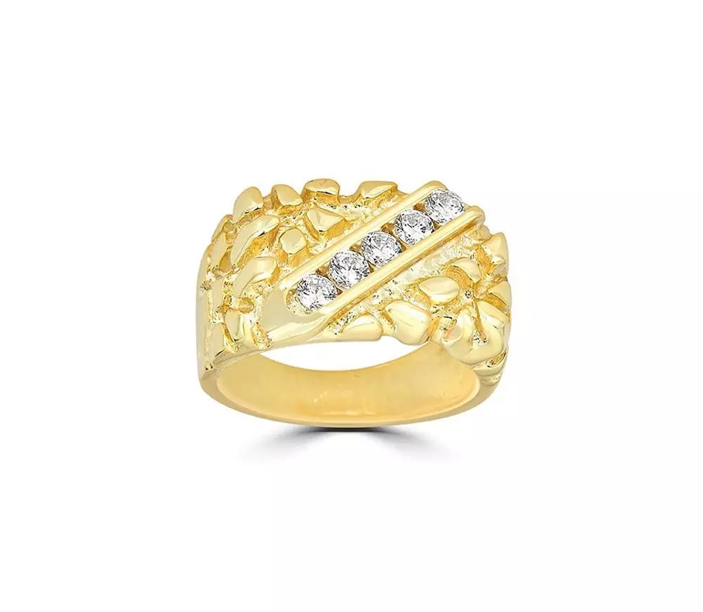 Gents Diamond  Nugget Ring 23 3D print model_0