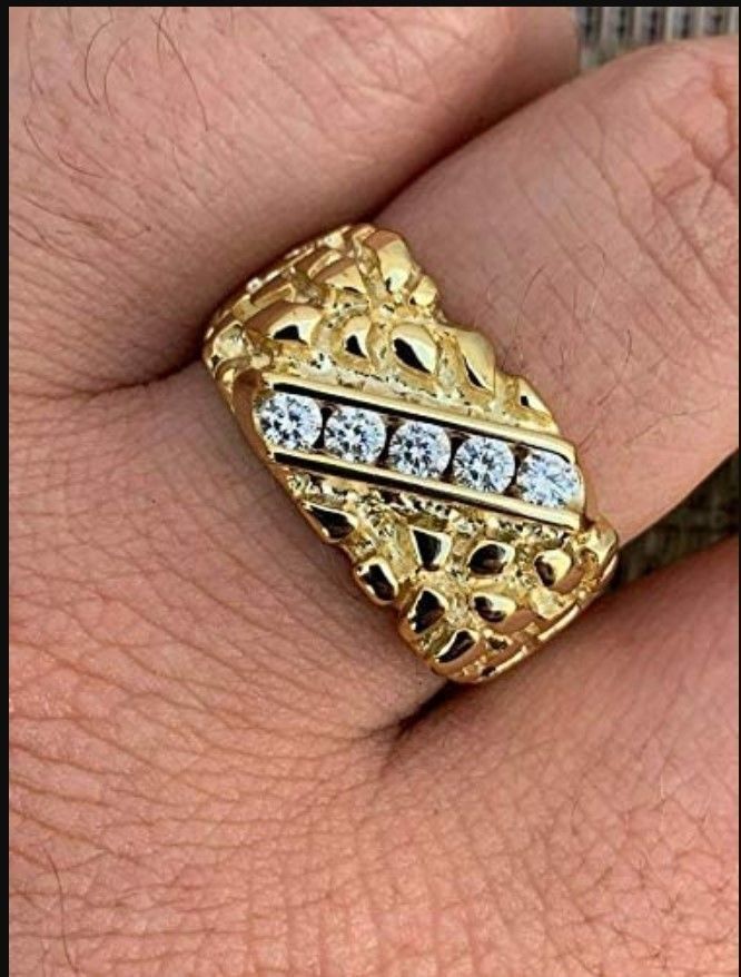 Gents Diamond  Nugget Ring 23 3D print model_2