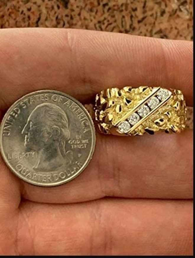 Gents Diamond  Nugget Ring 23 3D print model_1