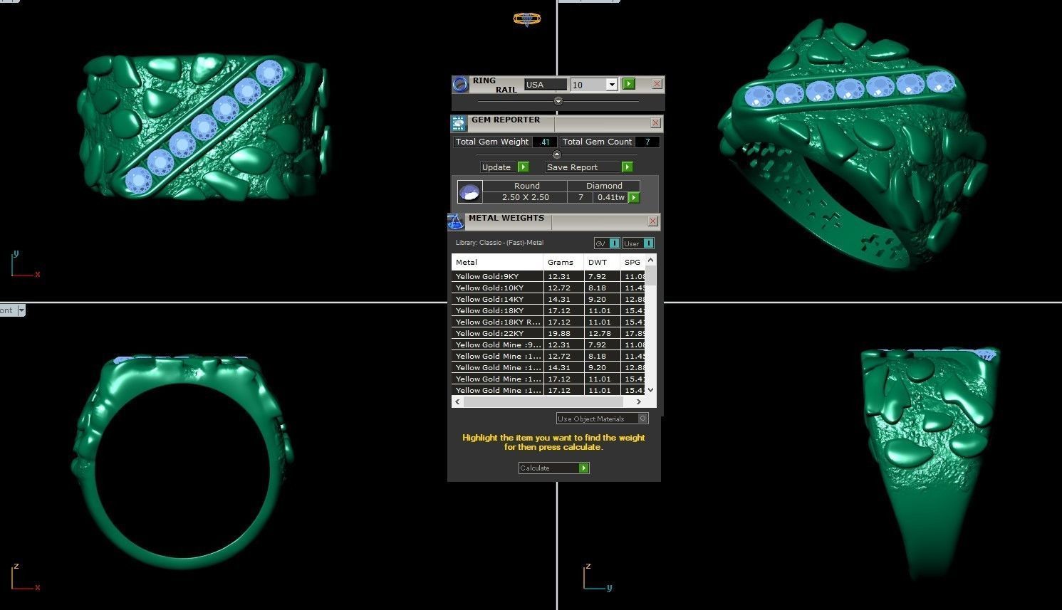 Gents Diamond  Nugget Ring 23 3D print model_5