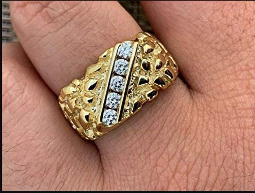 Gents Diamond  Nugget Ring 23 3D print model_6