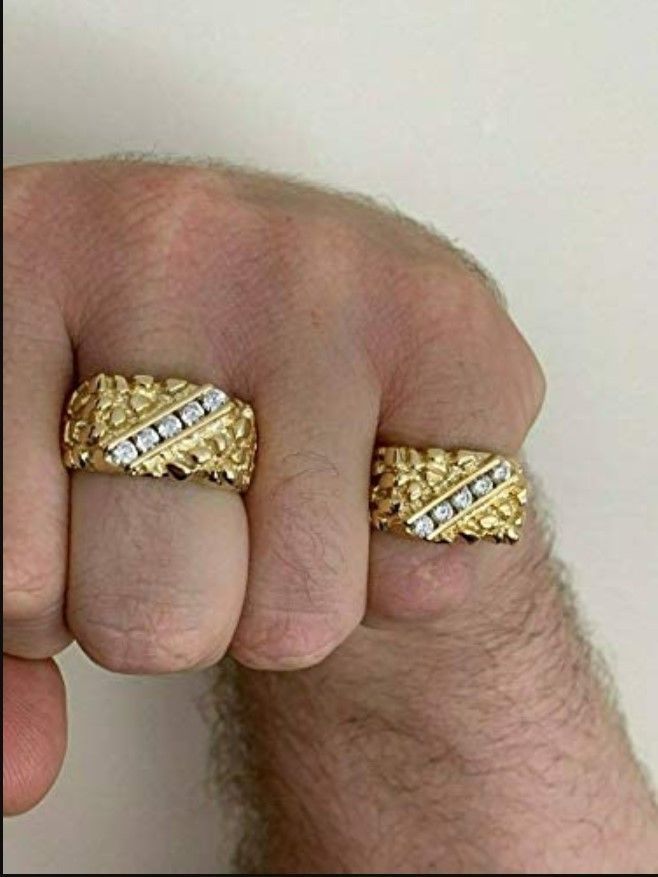 Gents Diamond  Nugget Ring 23 3D print model_3