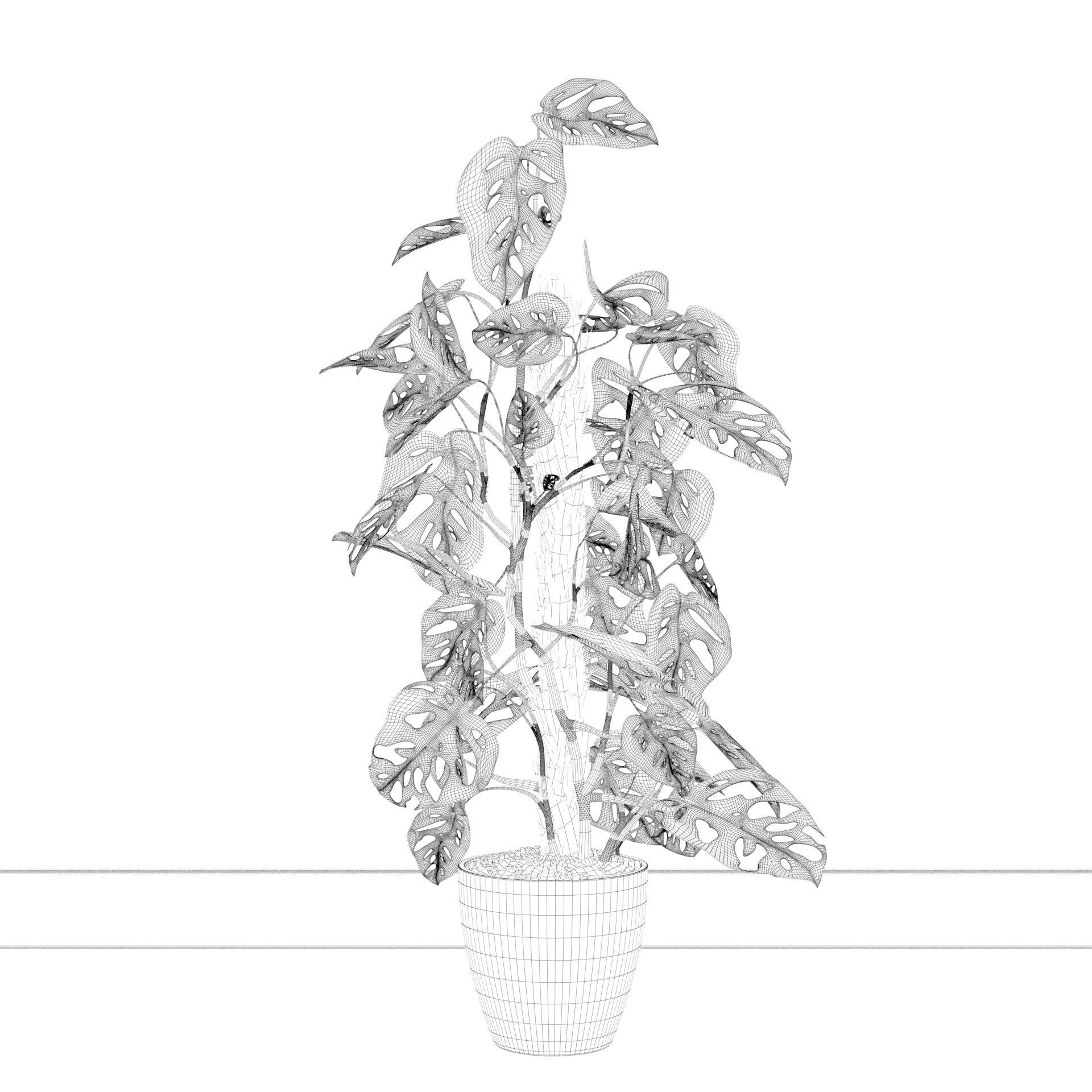 Monstera monkey mask 3D model_9