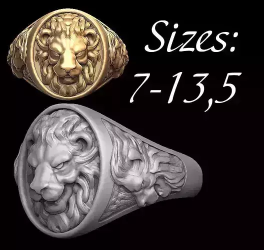 Lion ring  sizes