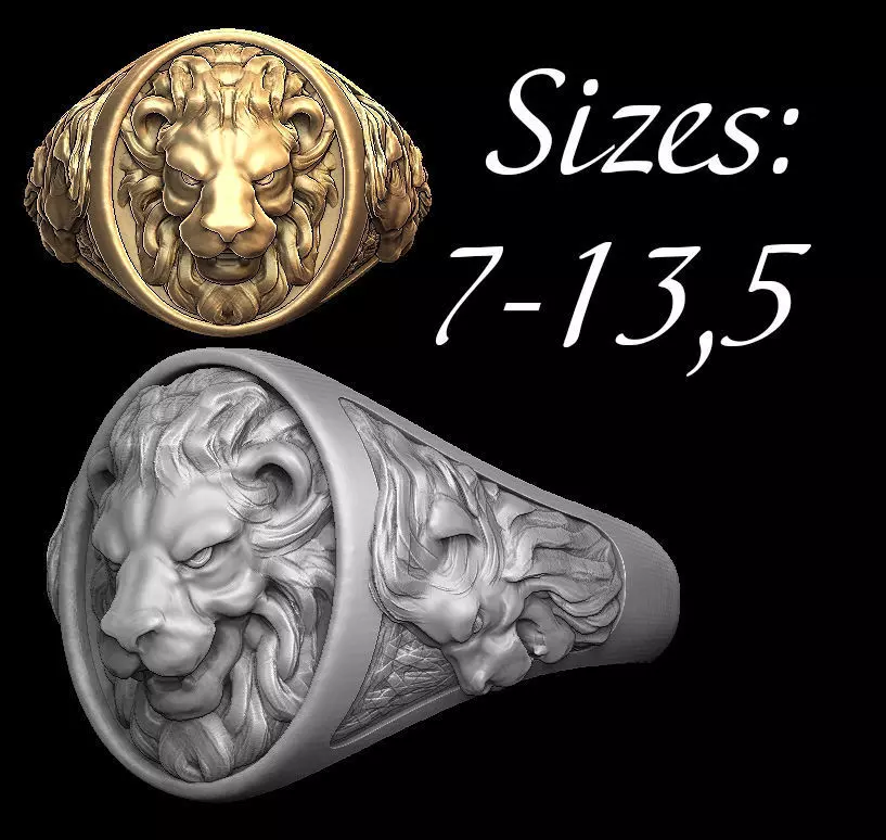 Lion ring  sizes 3D print model_0