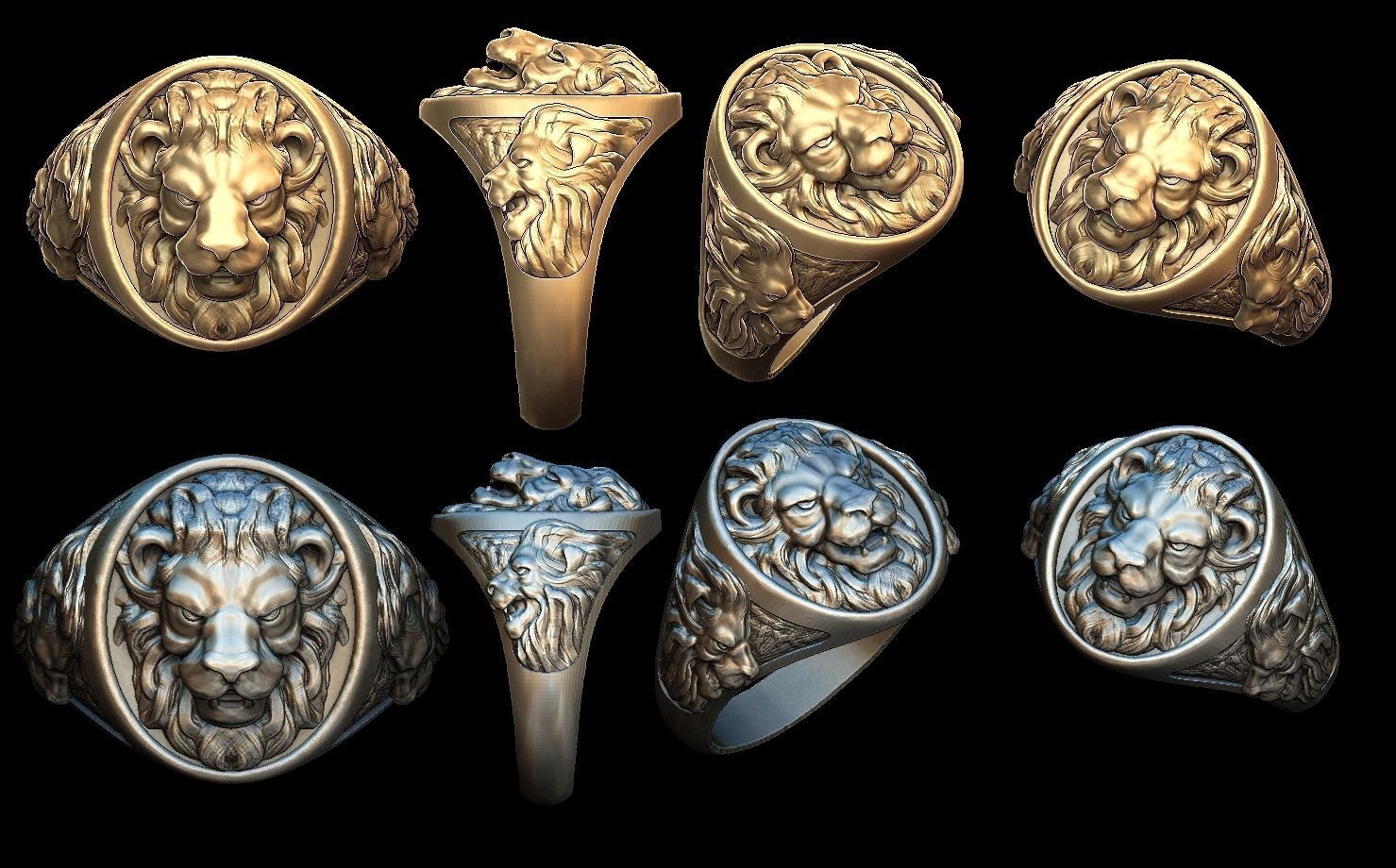 Lion ring  sizes 3D print model_2