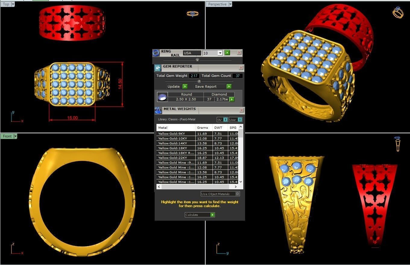Gents Diamond  Nugget Ring 26 3D print model_12