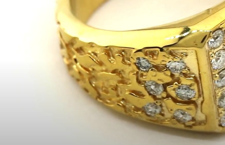 Gents Diamond  Nugget Ring 26 3D print model_9