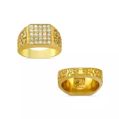 Gents Diamond  Nugget Ring 26 3D print model