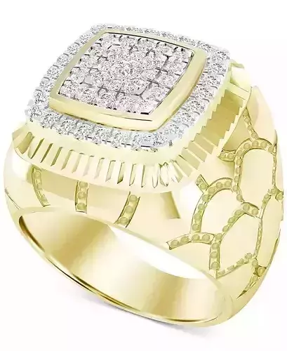 Gents Diamond  Nugget Ring 28 3D print model