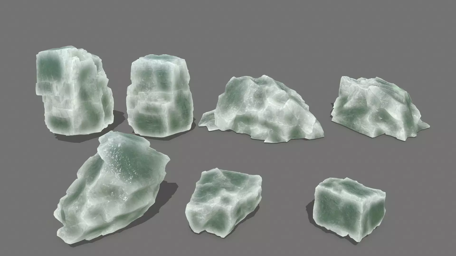 ice rock set Low-poly 3D model_0