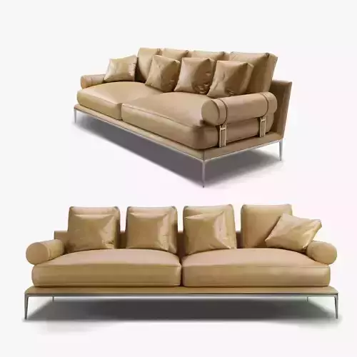 Atoll two leather sofas on metal frame
