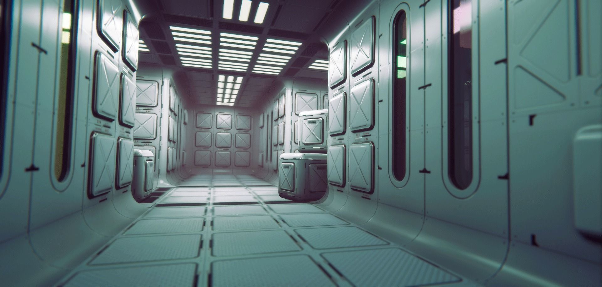 Sci-Fi Corridor Blocks Modular Game-Ready PBR KIT Low-poly 3D model_4