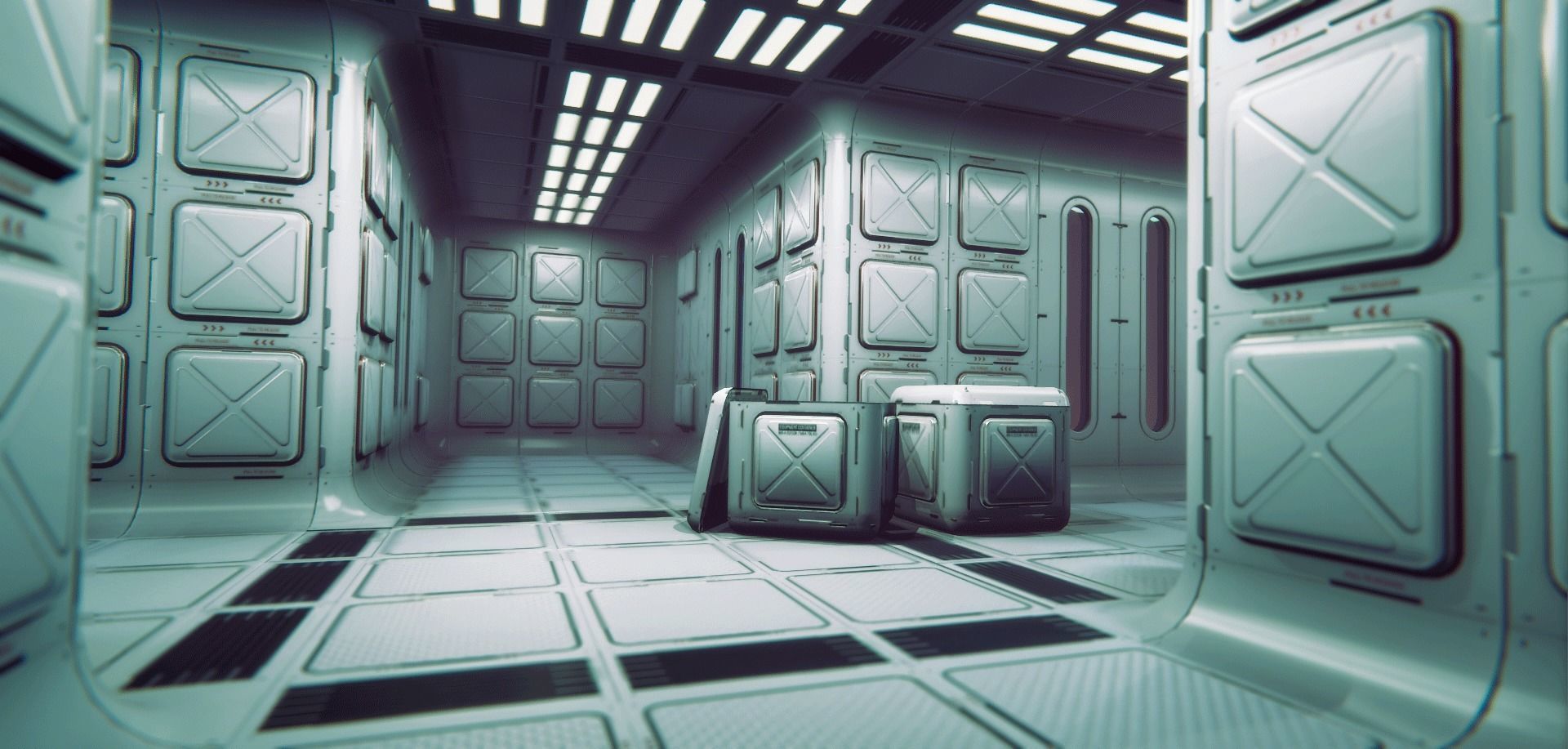 Sci-Fi Corridor Blocks Modular Game-Ready PBR KIT Low-poly 3D model_11