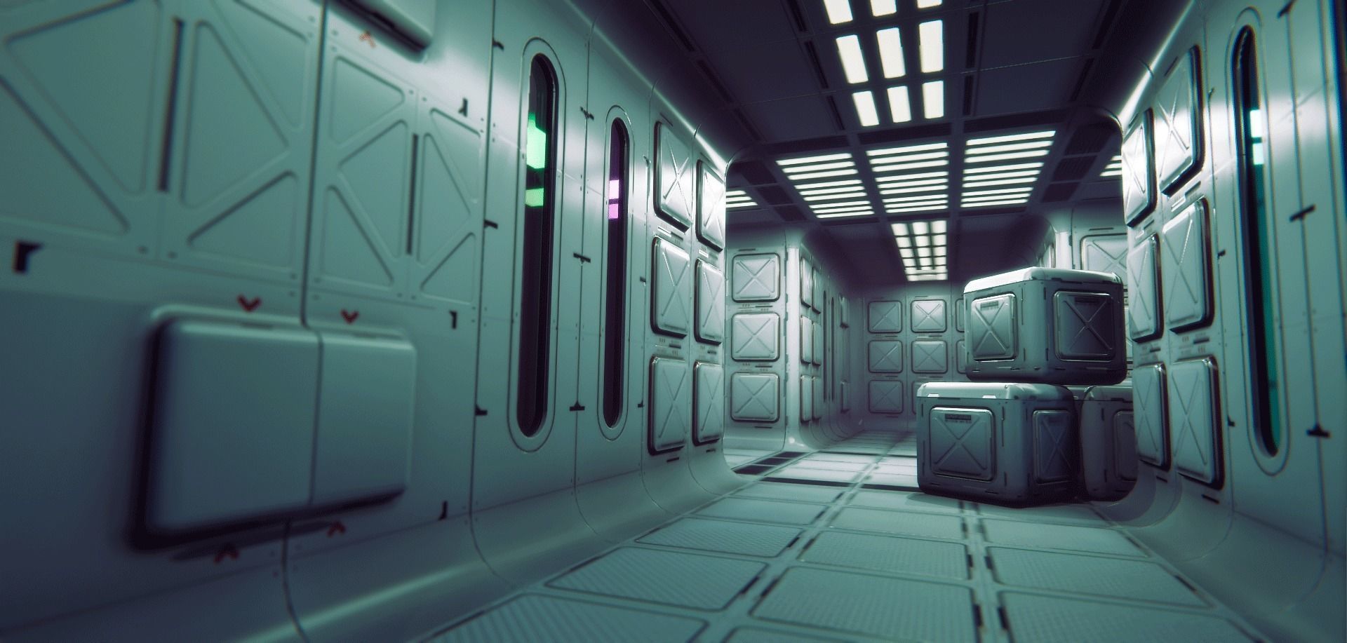 Sci-Fi Corridor Blocks Modular Game-Ready PBR KIT Low-poly 3D model_3