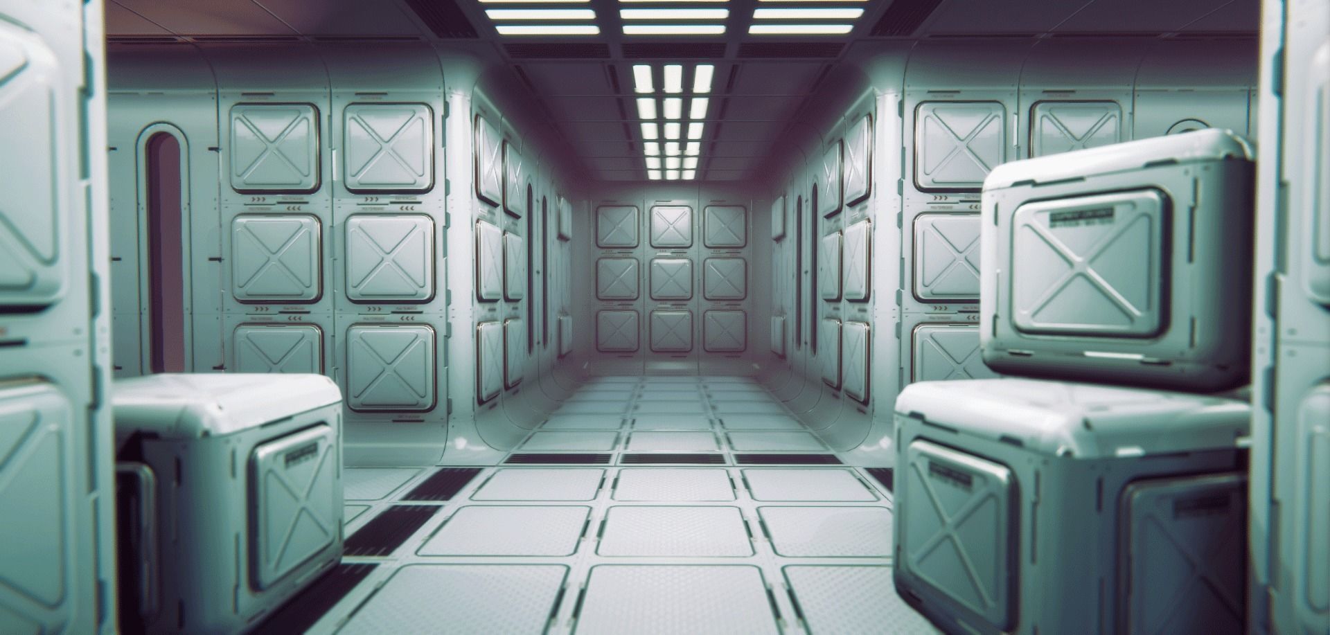 Sci-Fi Corridor Blocks Modular Game-Ready PBR KIT Low-poly 3D model_9