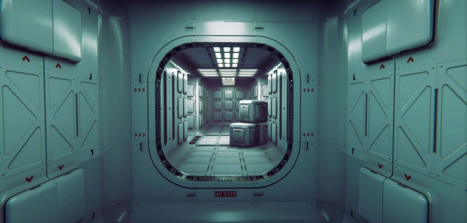 Sci-Fi Corridor Blocks Modular Game-Ready PBR KIT Low-poly 3D model_5
