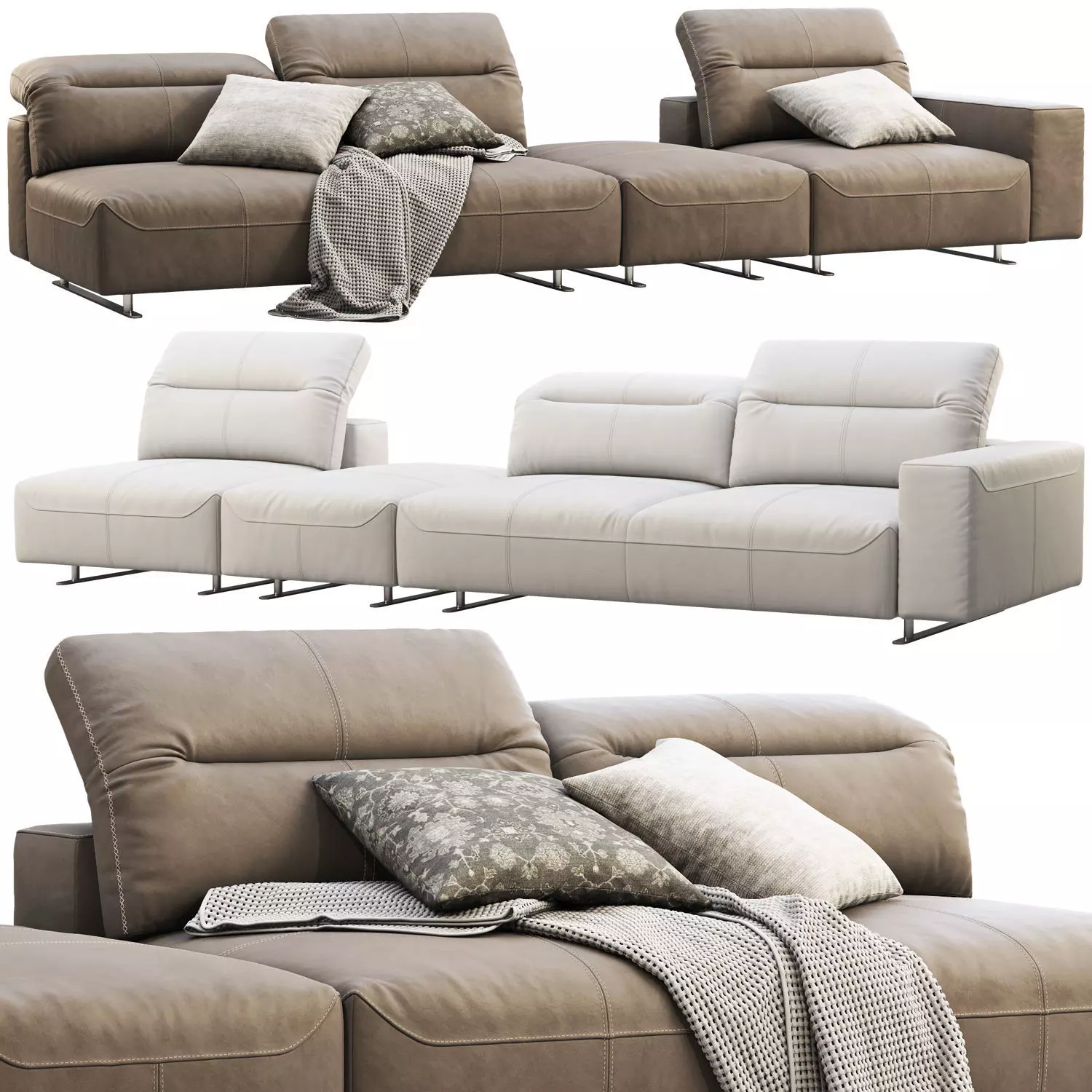 BoConcept Hampton modular leather sofas 2 options 3D model_0