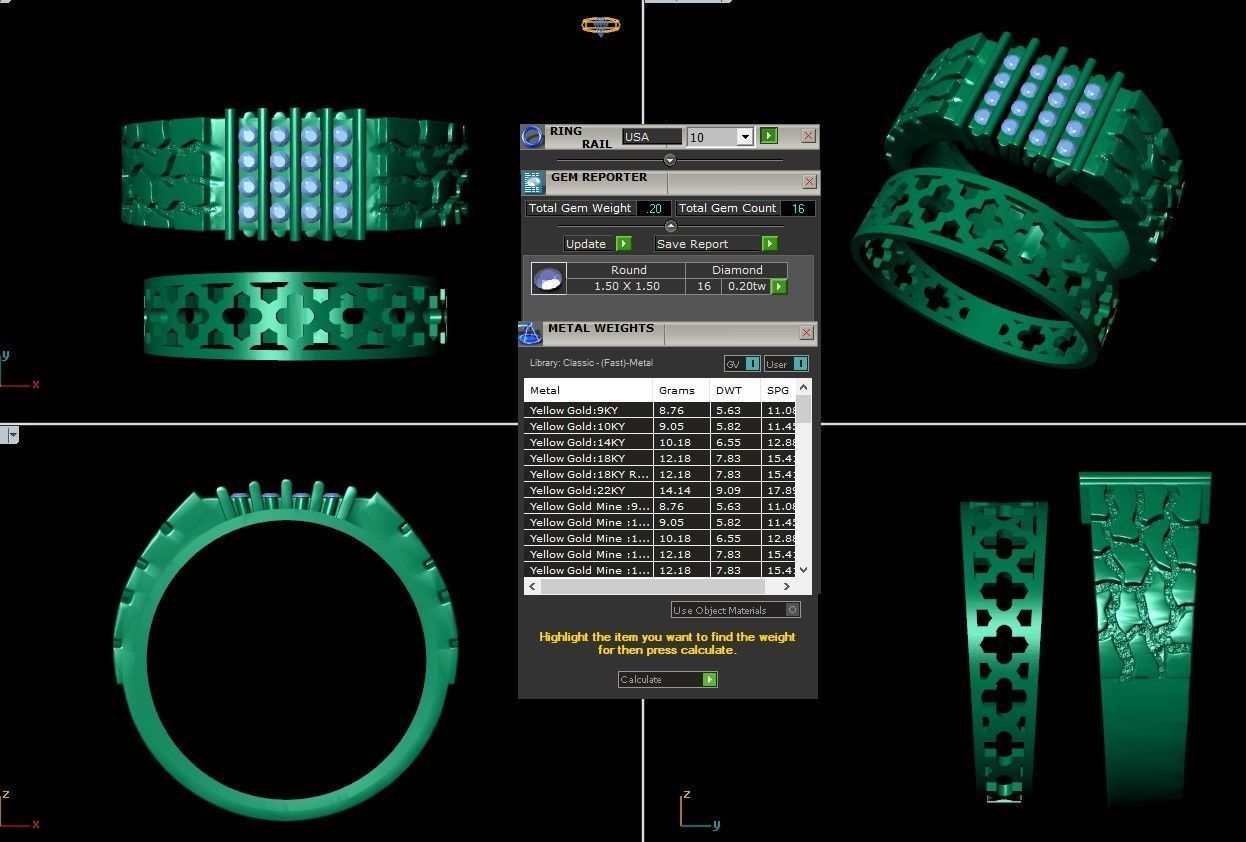 Gents Diamond  Nugget Ring 30 3D print model_7