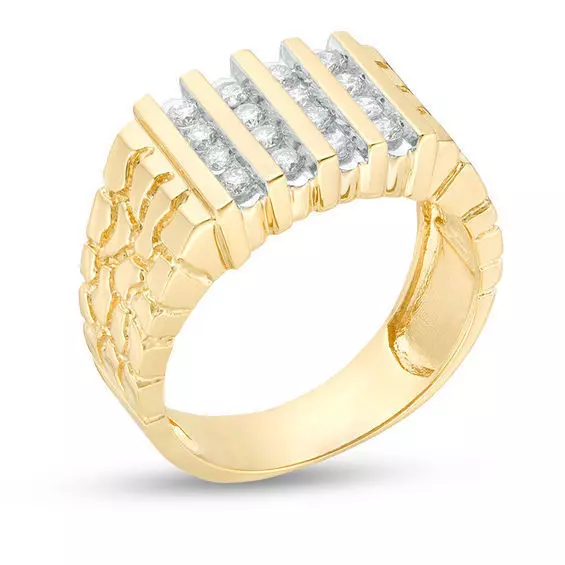 Gents Diamond  Nugget Ring 30 3D print model_0