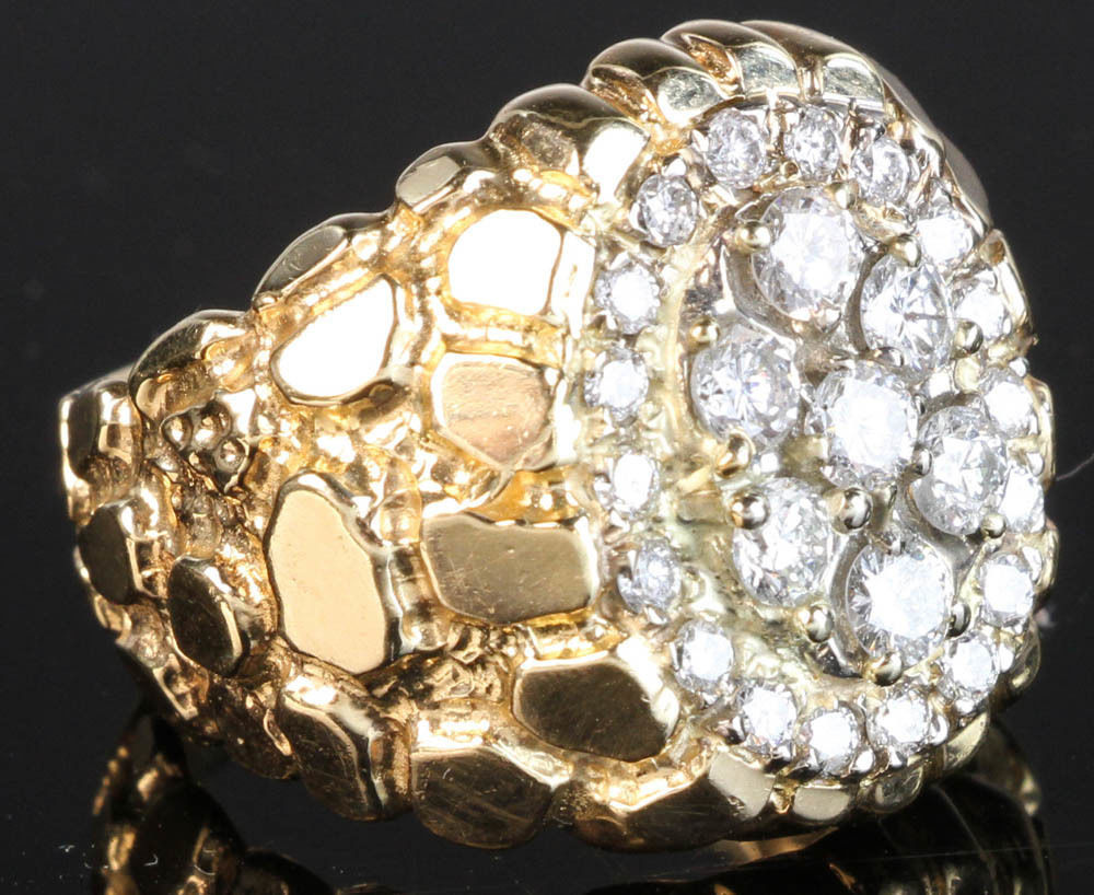 Gents Diamond  Nugget Ring 31 3D print model_9