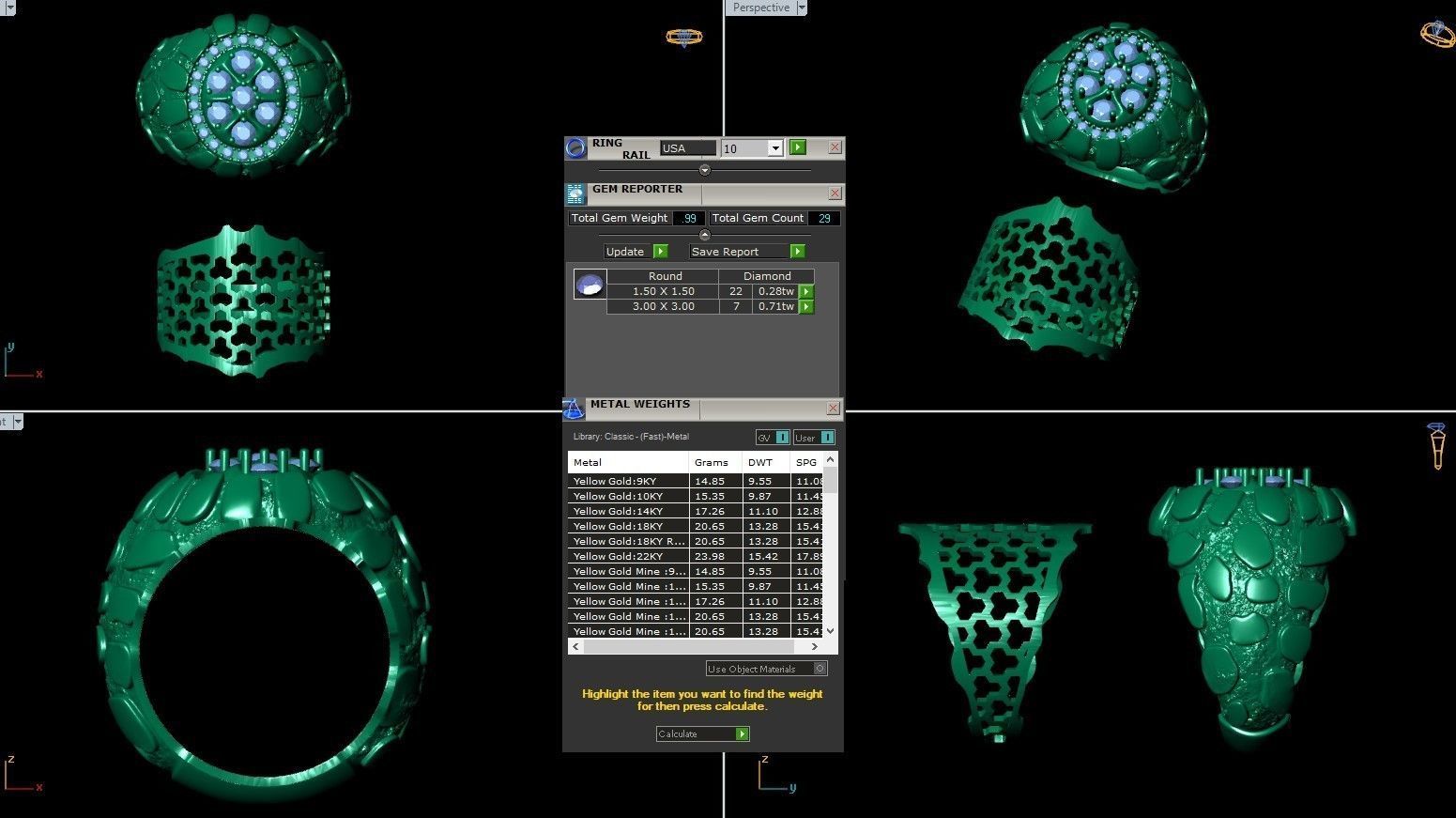 Gents Diamond  Nugget Ring 31 3D print model_4