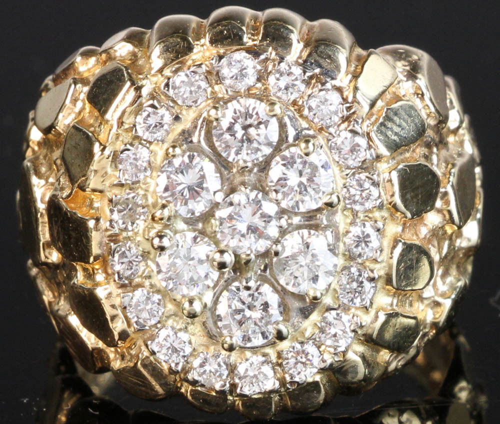 Gents Diamond  Nugget Ring 31 3D print model_7