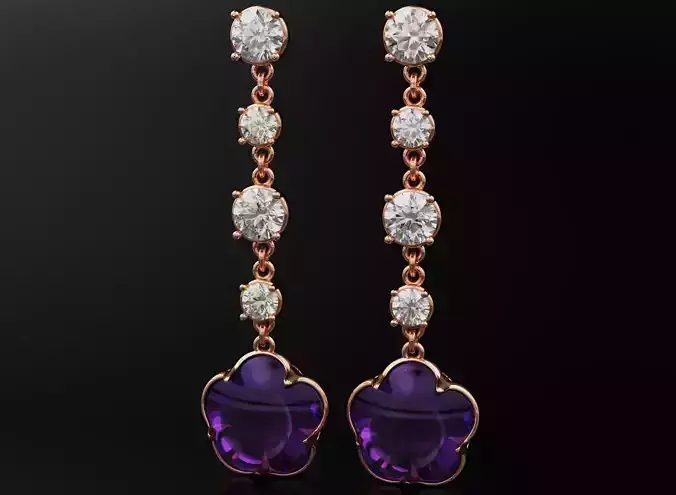 Stylish earrings with flower and diamond 542