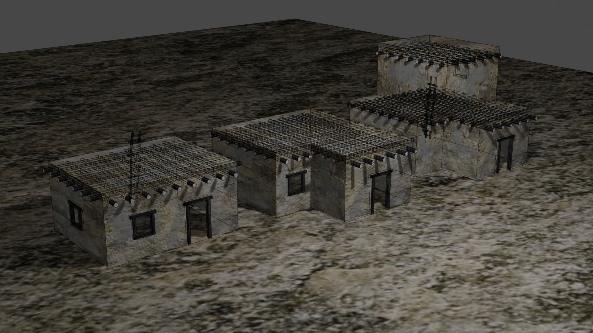 Desert buildings Low-poly 3D model_6