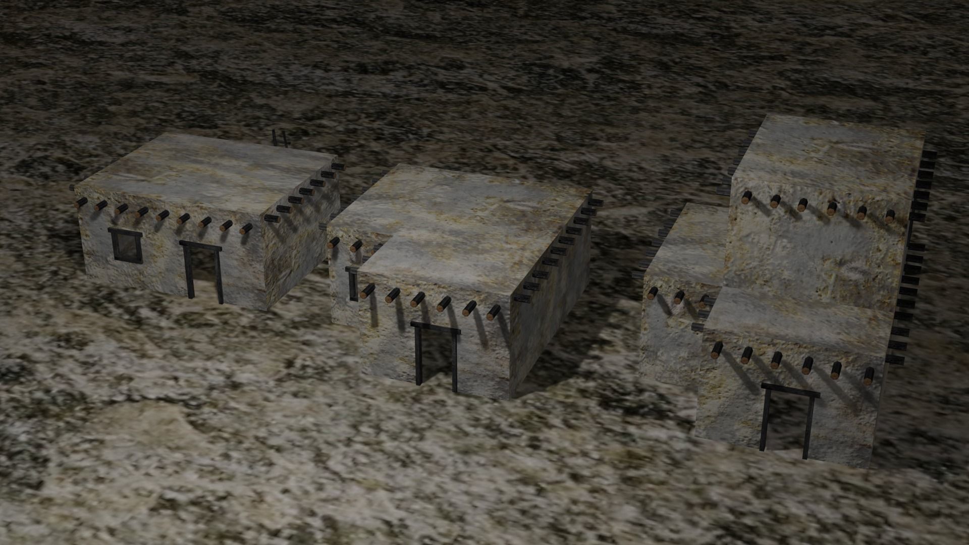 Desert buildings Low-poly 3D model_0