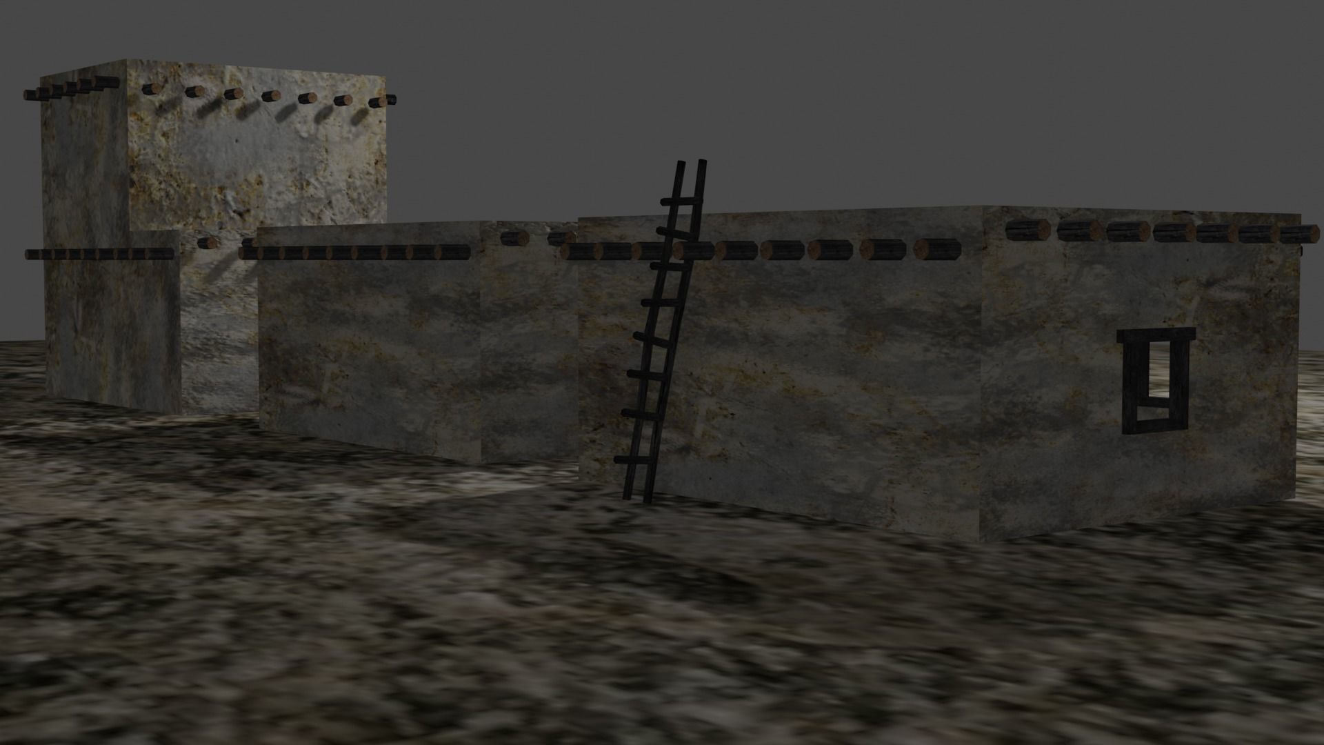 Desert buildings Low-poly 3D model_4