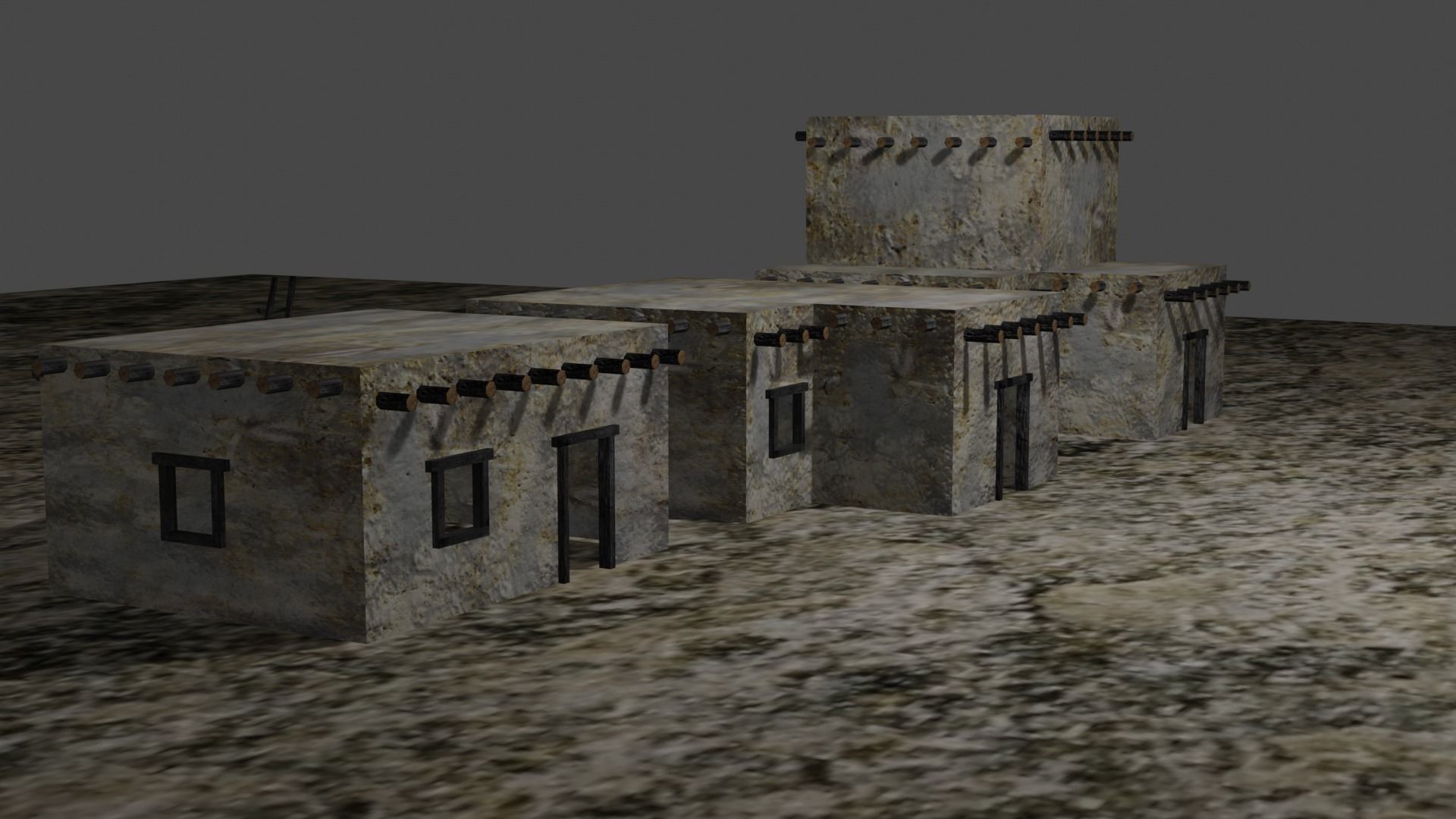 Desert buildings Low-poly 3D model_3