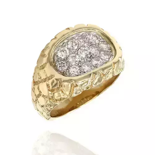Gents Diamond  Nugget Ring 33 3D print model