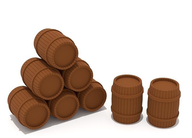 Wooden Barrel  Low-poly 3D model