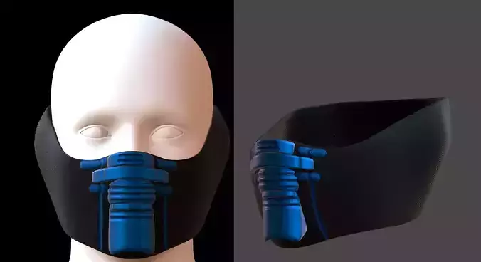 Gas mask helmet 3d model scifi Low-poly 