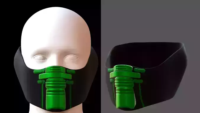 Gas mask helmet 3d model scifi Low-poly 