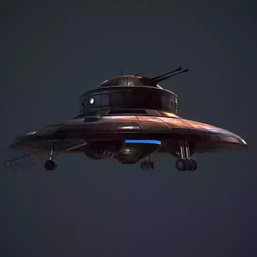 RIGGED WWII German Nazi UFO Prototype Haubenu II Low-poly 3D model
