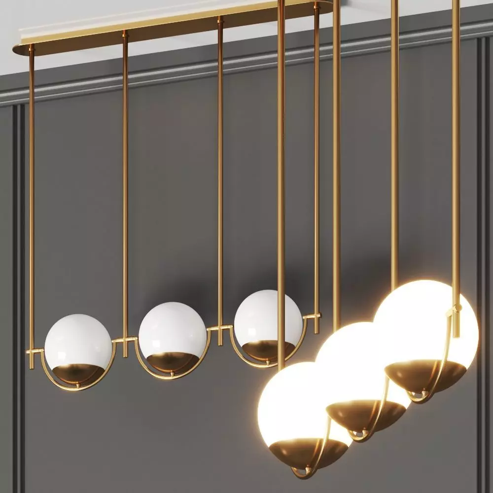 Crate and Barrel Rondure Three Globe Pendant Light 3D model_0