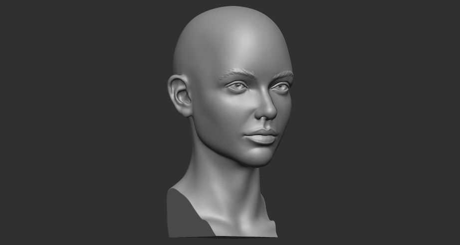 female head 3D print model_4
