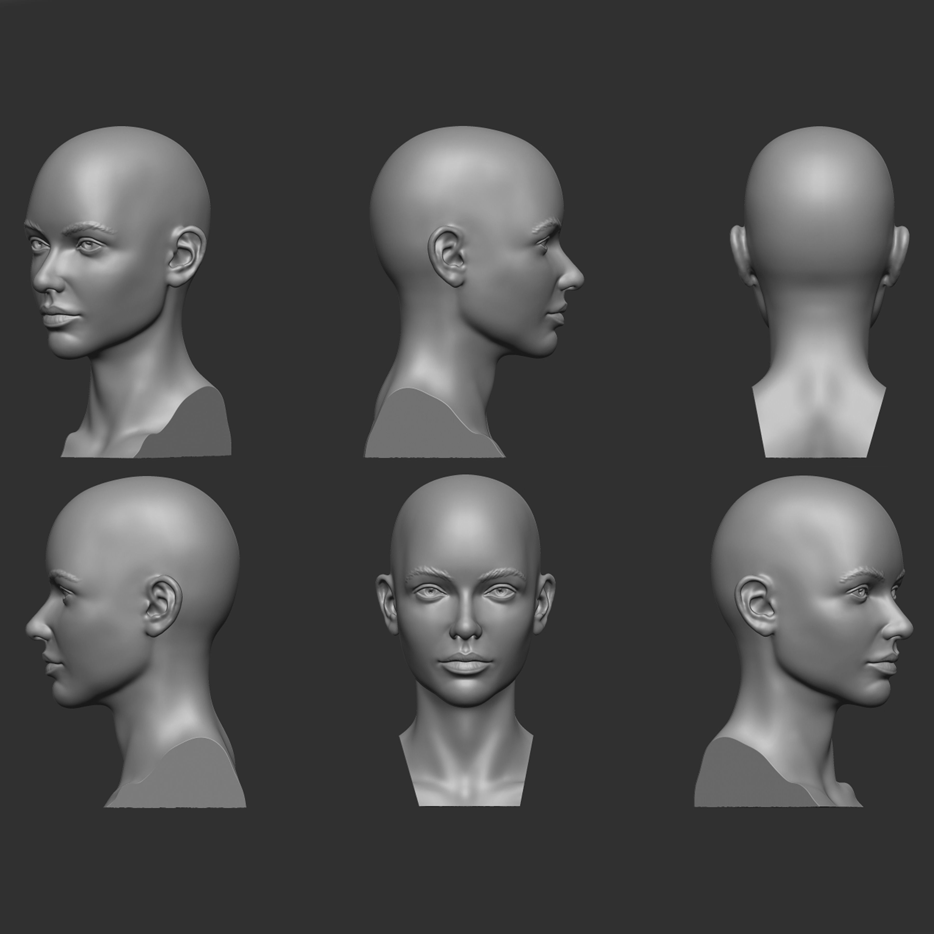 female head 3D print model_1