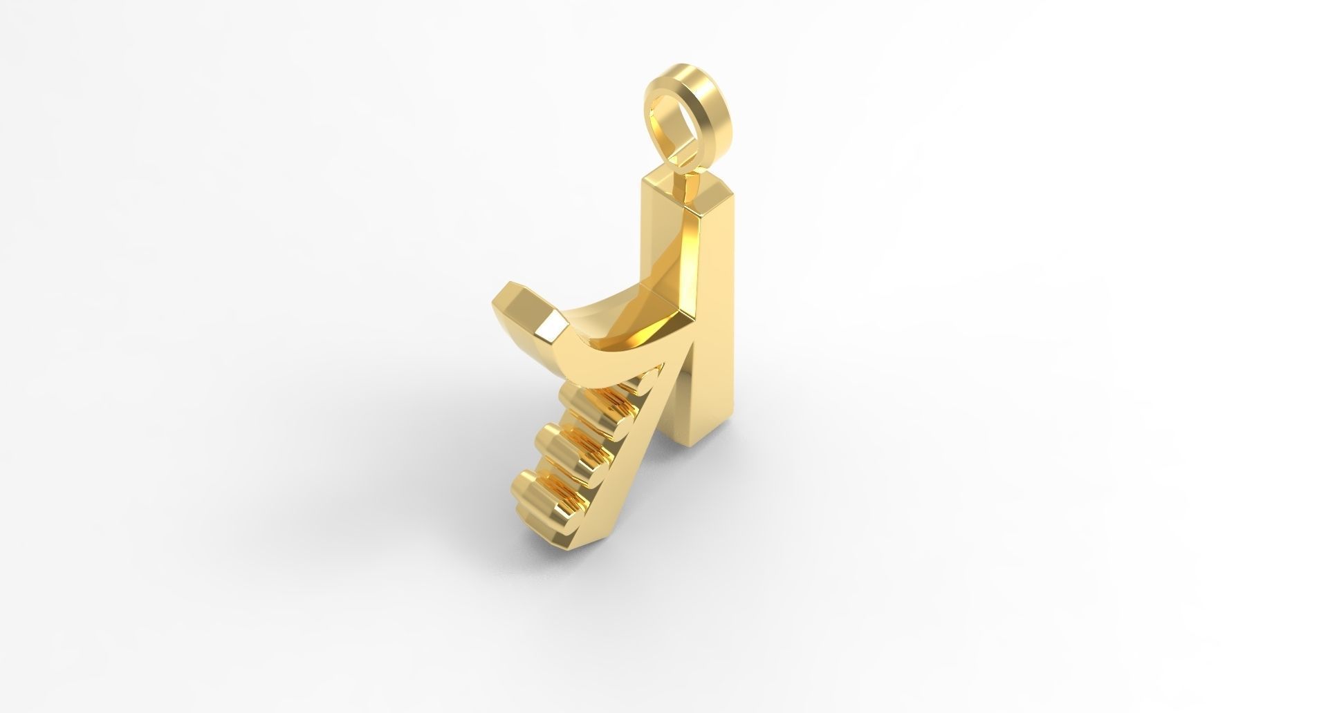 K Letter Pendant Gold 3D print model_2