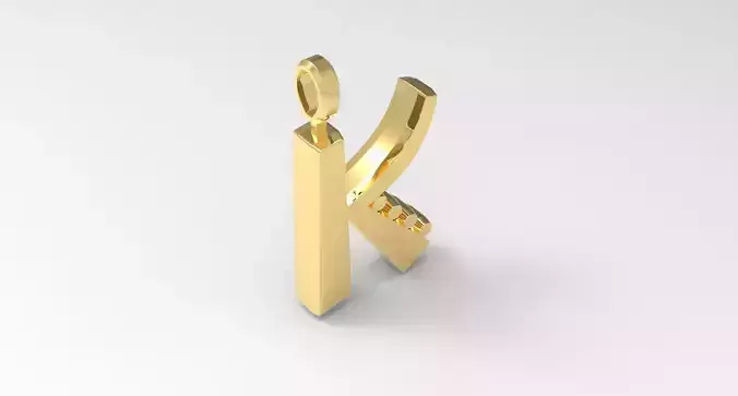 K Letter Pendant Gold 3D print model