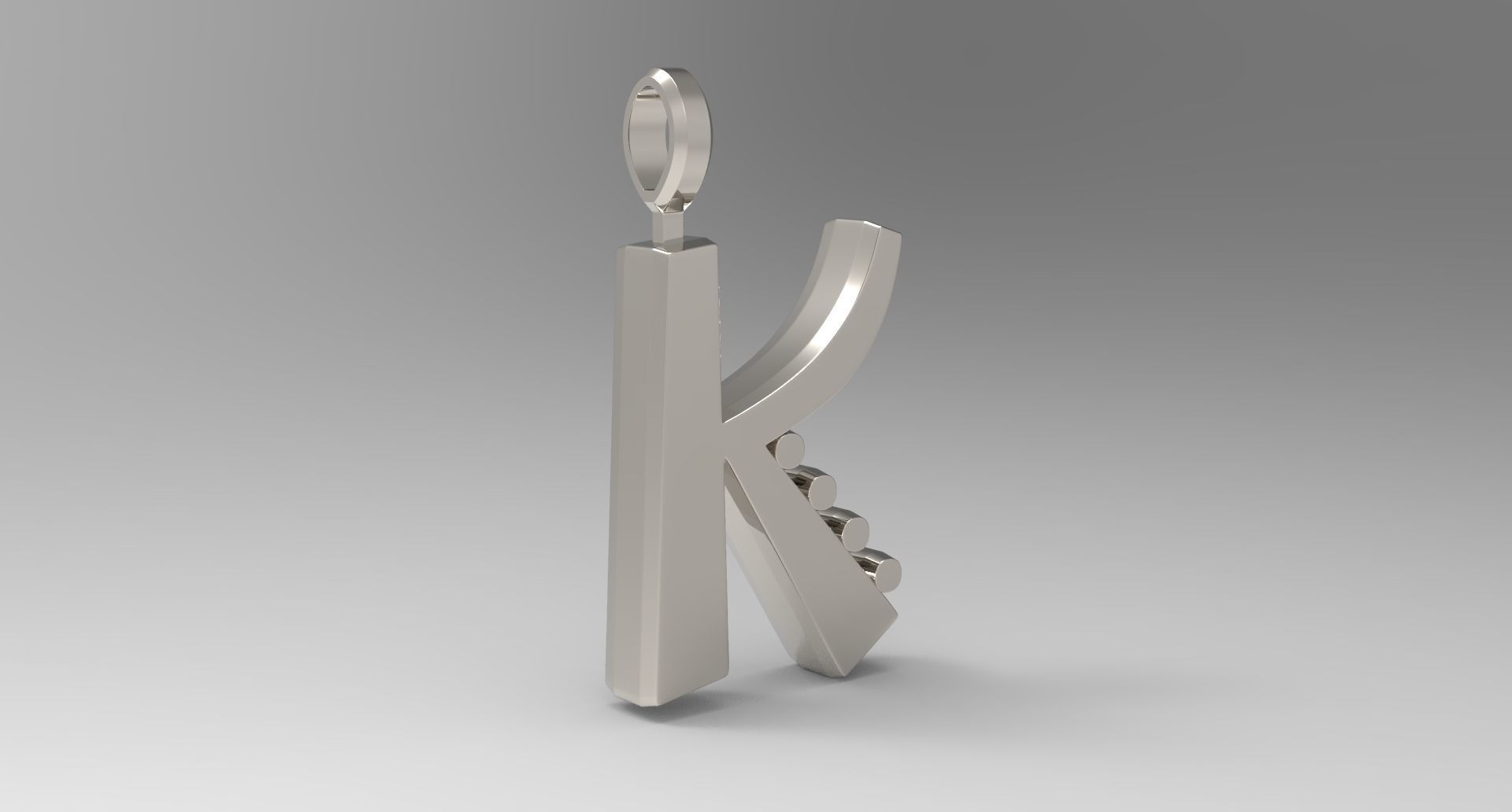 K Letter Pendant Platinum 3D print model_3