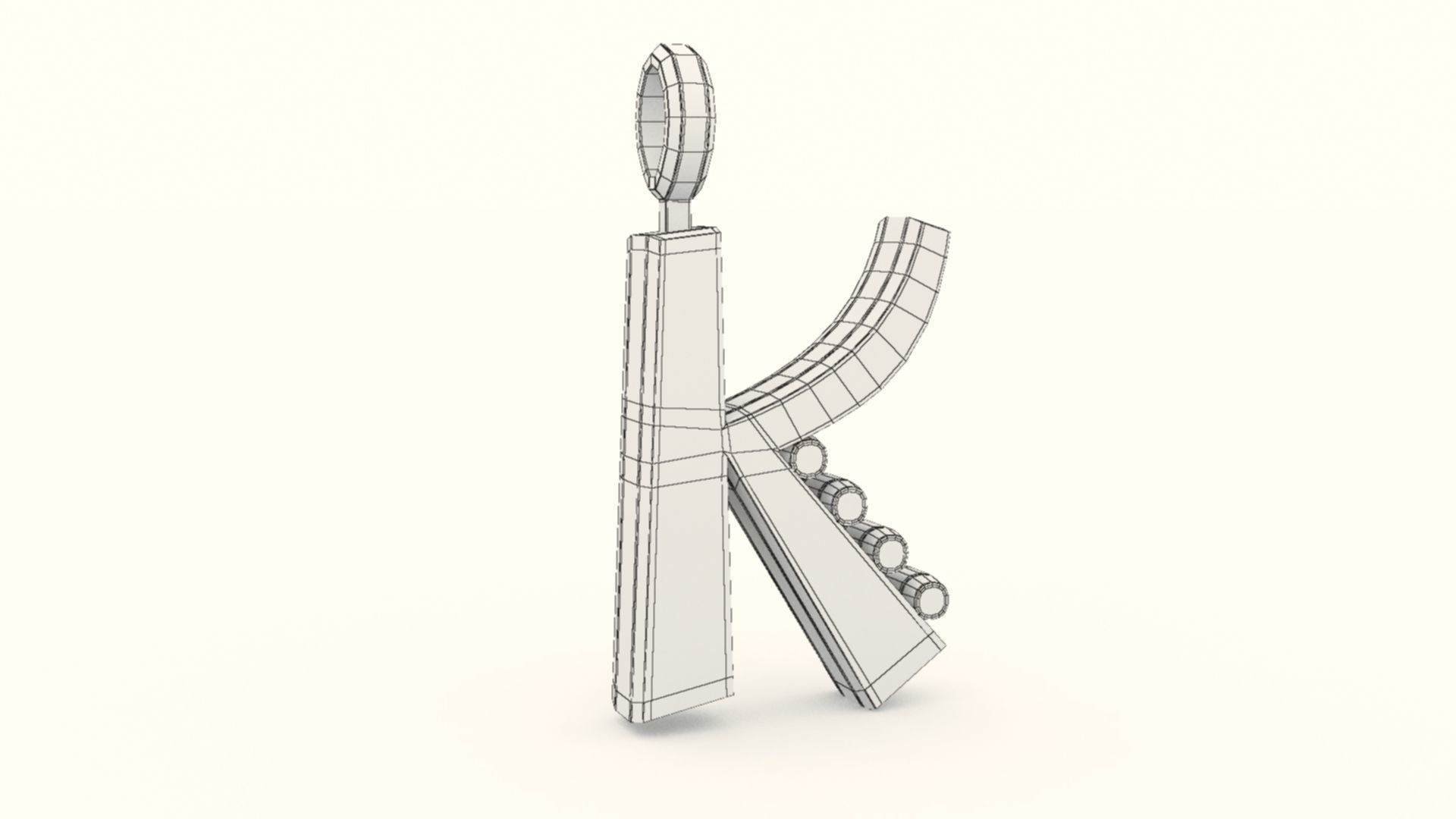 K Letter Pendant Platinum 3D print model_11