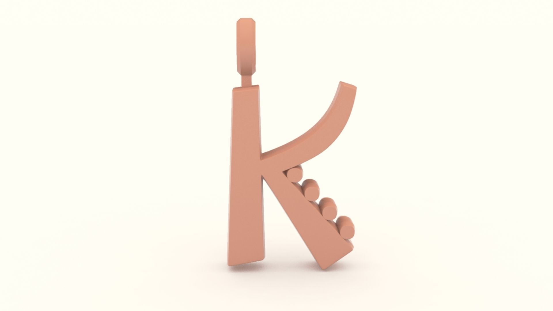 K Letter Pendant Platinum 3D print model_5