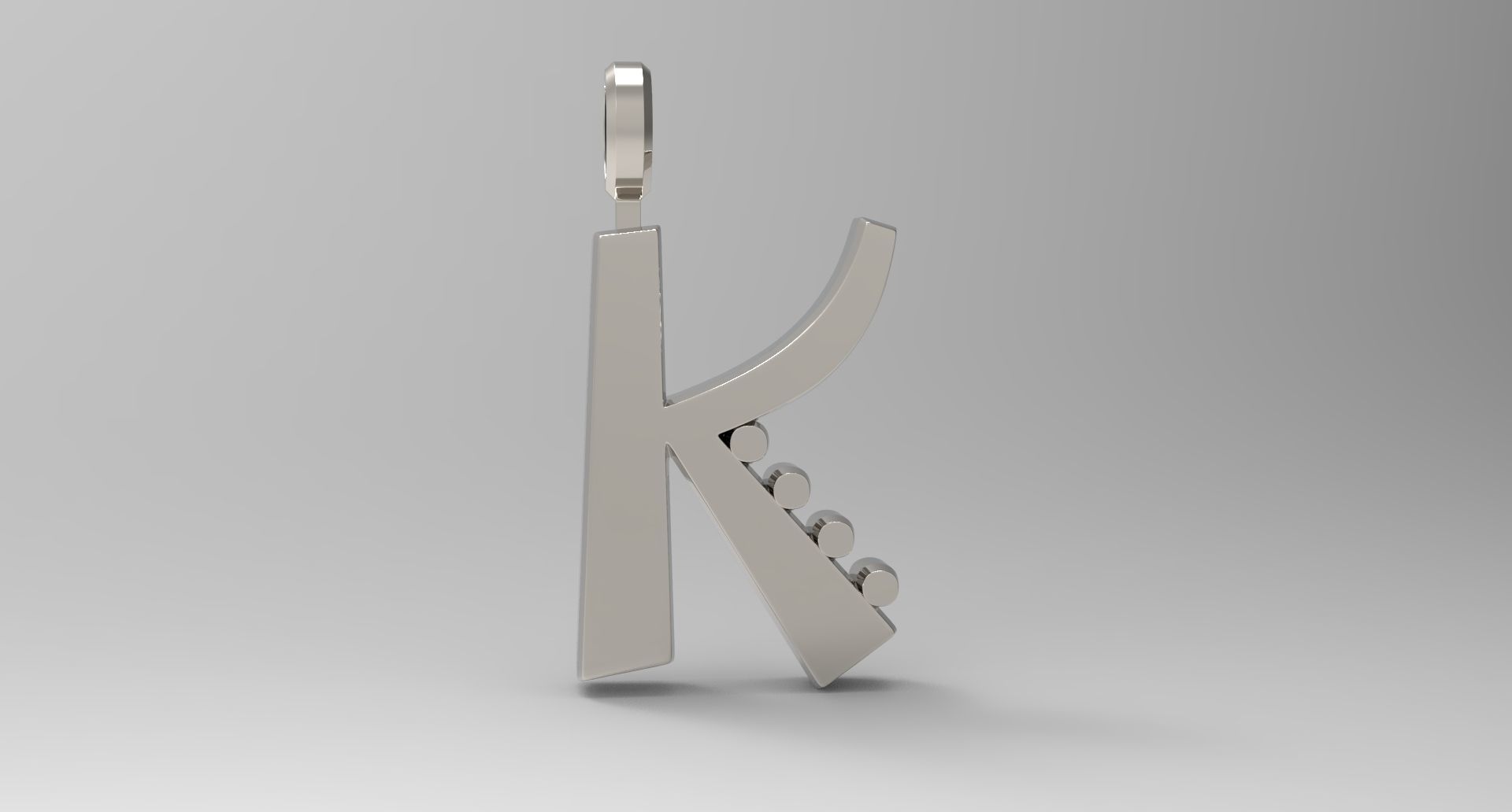 K Letter Pendant Platinum 3D print model_1