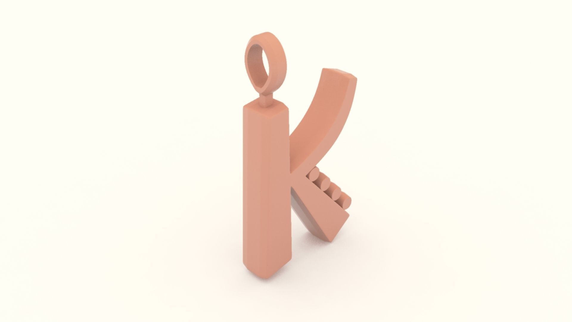 K Letter Pendant Platinum 3D print model_4