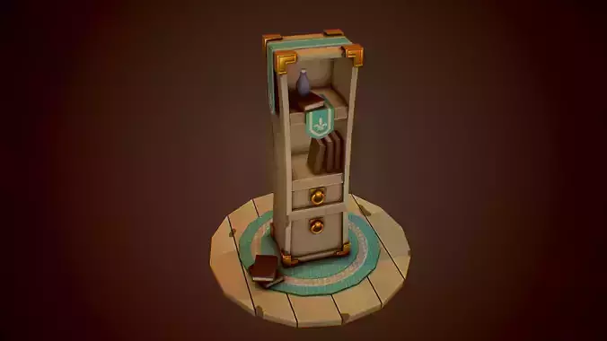 Stylized Bookcase - Tutorial Included Low-poly 3D model